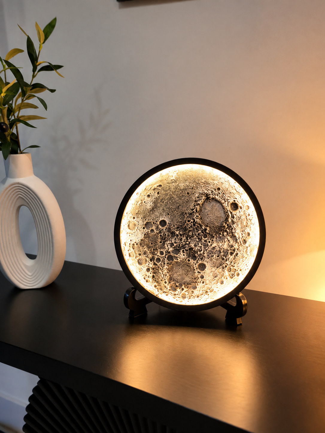 Moonlight Detail 8" – 3D Lunar Art LED Lamp with Acrylic Stand