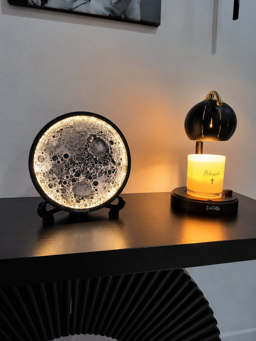 Moonlight Detail 8" – 3D Lunar Art LED Lamp with Acrylic Stand