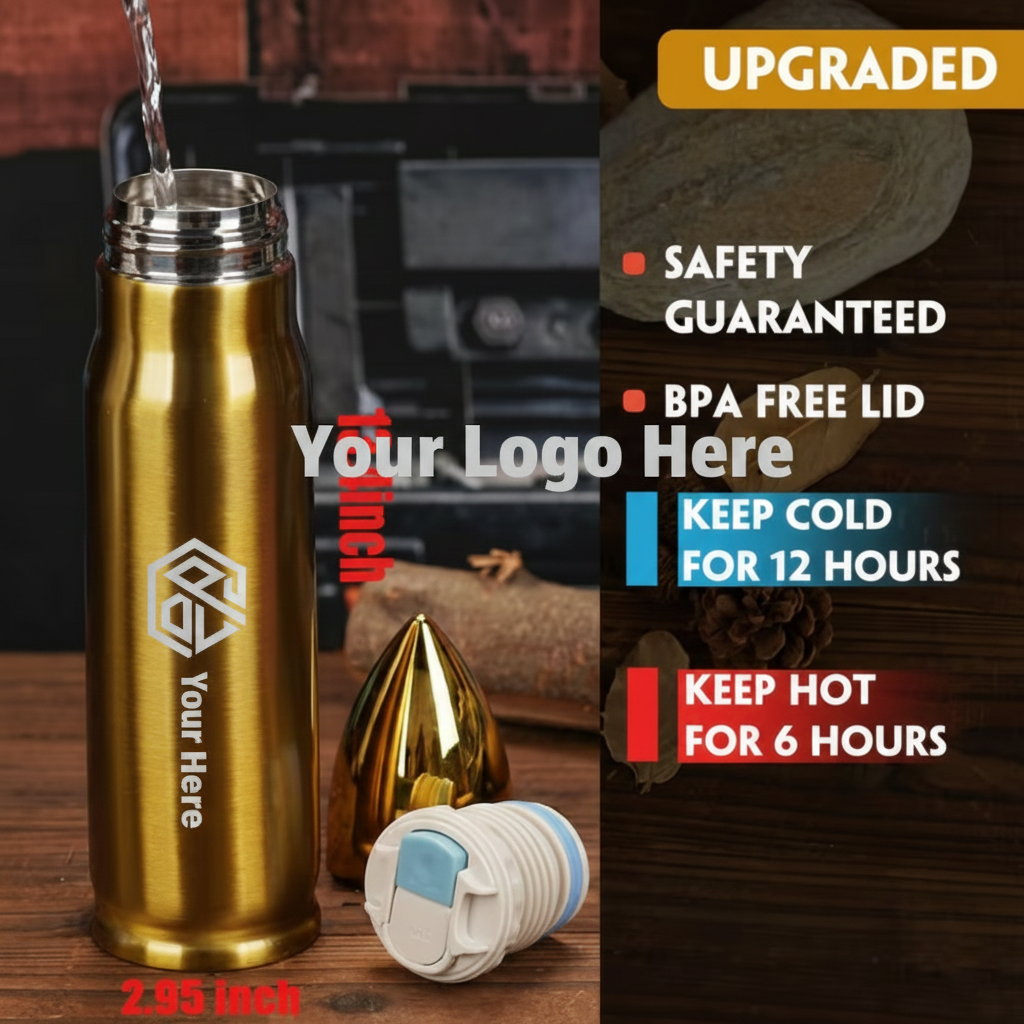 Patriotic Bullet Bottle – Custom Laser Engraved American Eagle Thermos