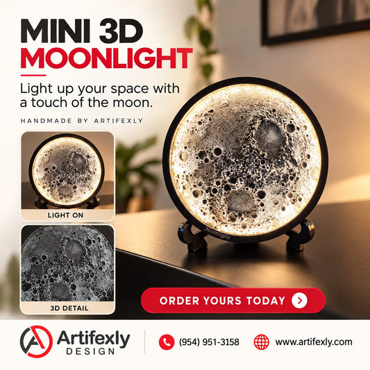 Moonlight Detail 8" – 3D Lunar Art LED Lamp with Acrylic Stand